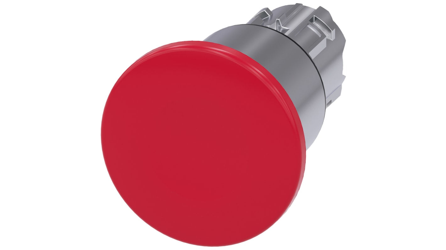 Cabezal de pulsador Siemens serie SIRIUS ACT, Ø 22mm, de color Rojo, Enclavamiento, IP66, IP67, IP69K