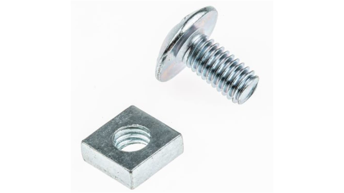 Clear Passivated Zinc Plated Steel Roofing Bolt, M10 x 70mm