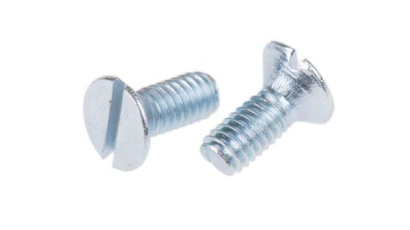 RS PRO Slot Countersunk Steel Machine Screws DIN 963, M10x25mm