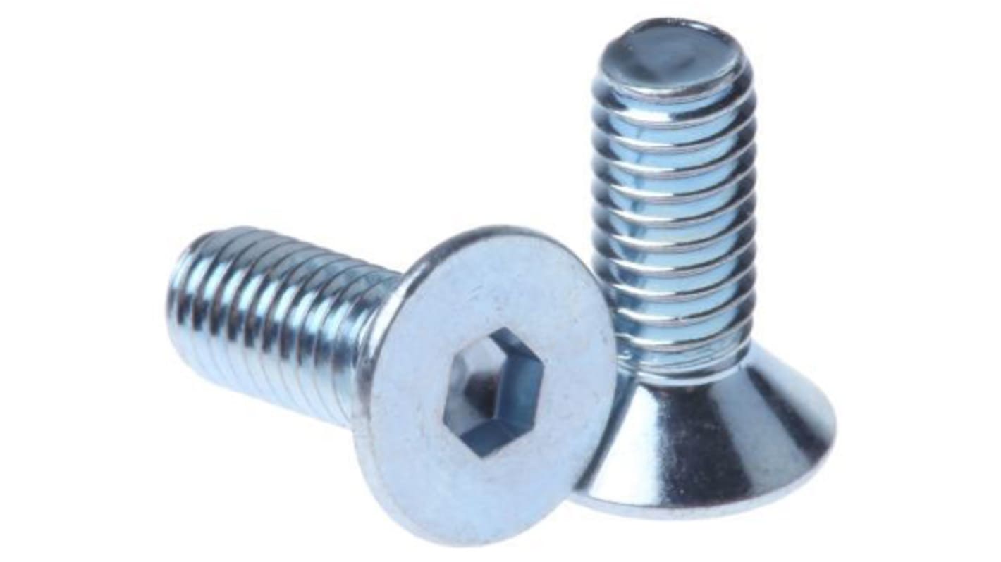 RS PRO Plain Steel Hex Socket Cap Screw, DIN 7991, M16 x 40mm