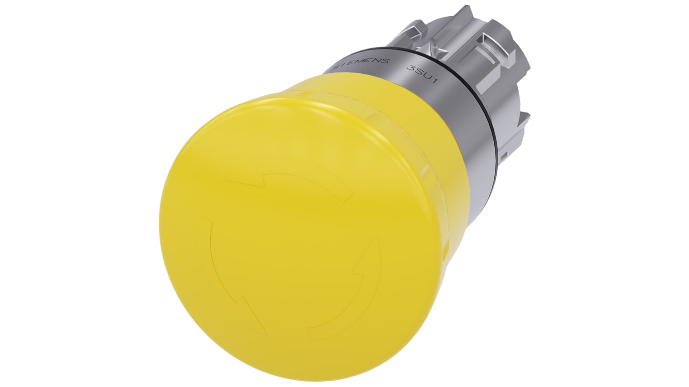 Siemens SIRIUS ACT Series Yellow Latching Push Button Head, 22mm Cutout, IP66, IP67, IP69K