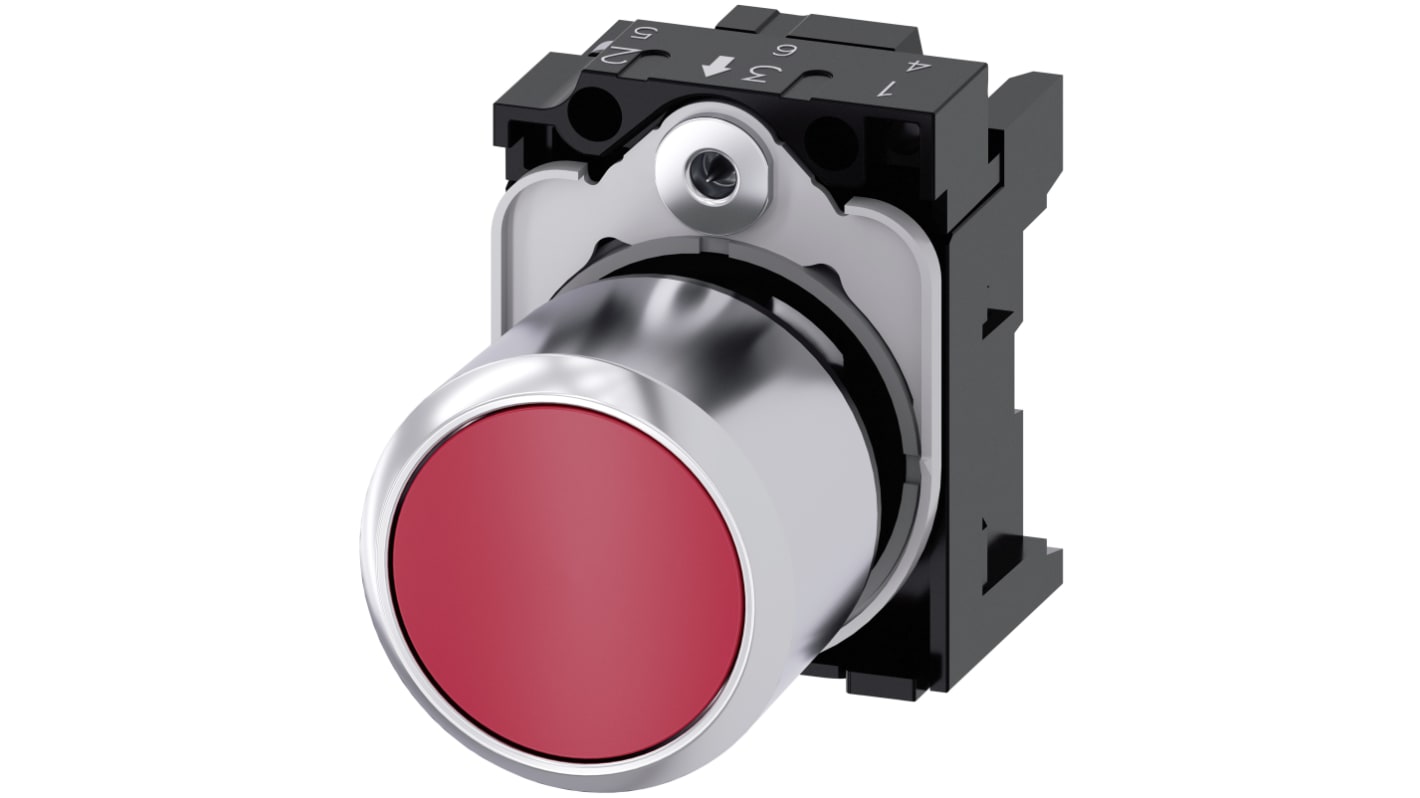 Pulsador Siemens serie SIRIUS ACT, Ø 22mm, de color Rojo, Momentáneo, IP66, IP67, IP69K