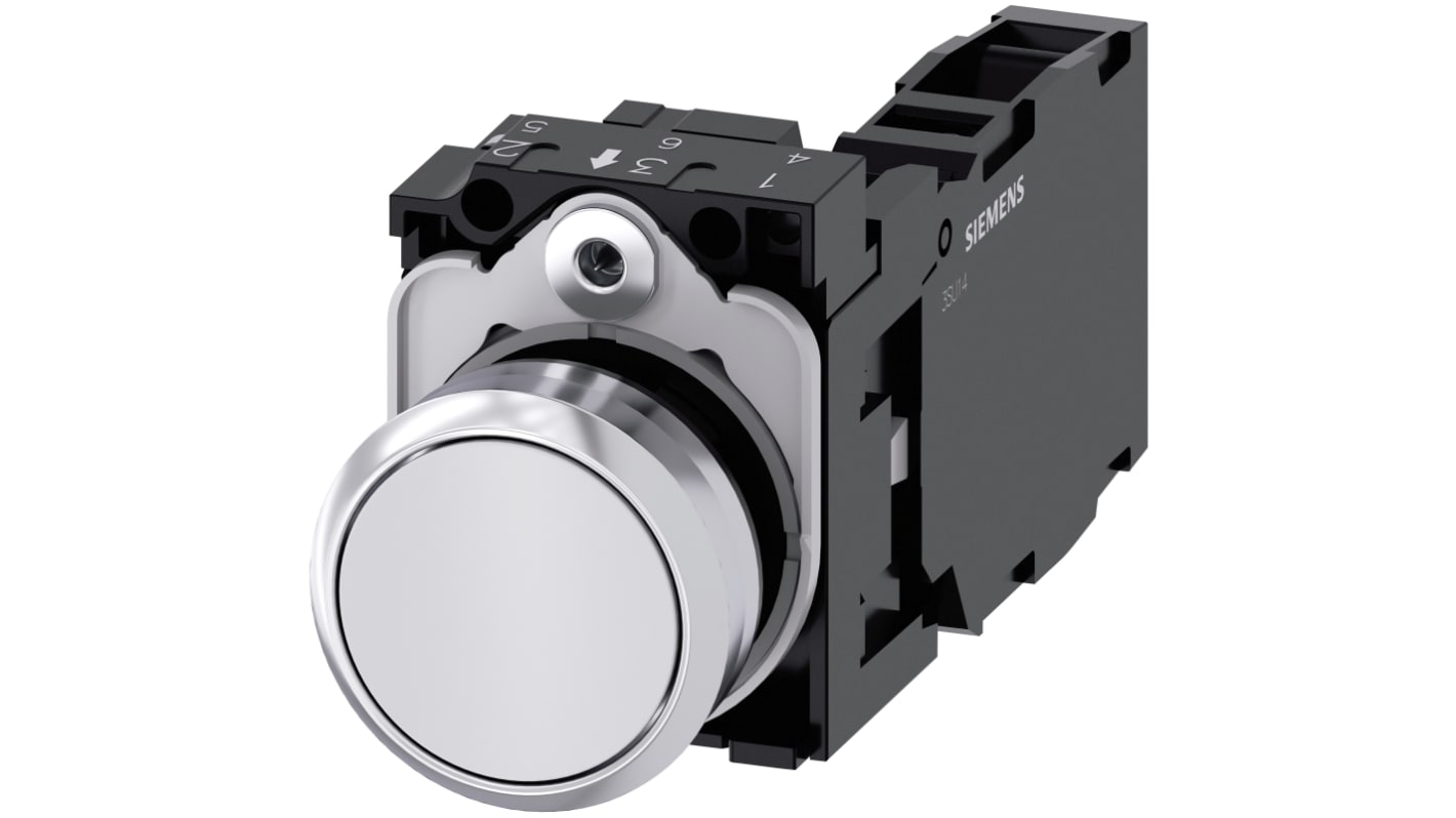 Siemens SIRIUS ACT Series Push Button Complete Unit, 22mm Cutout, SPST, IP66, IP67, IP69(IP69K)