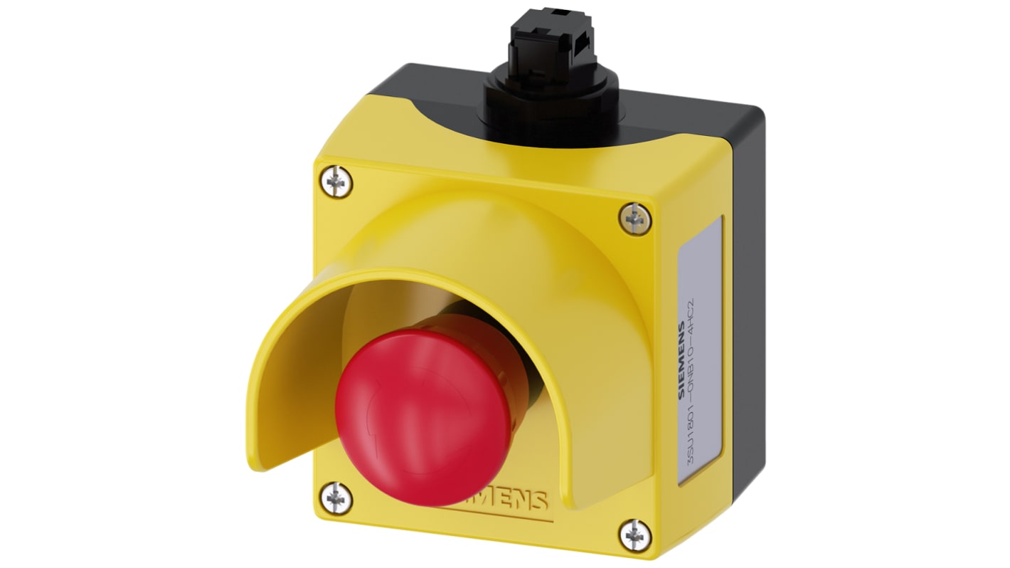 Siemens 3SU1 Series Twist Release Emergency Stop Push Button, Surface Mount, SPDT, IP66, IP67, IP69