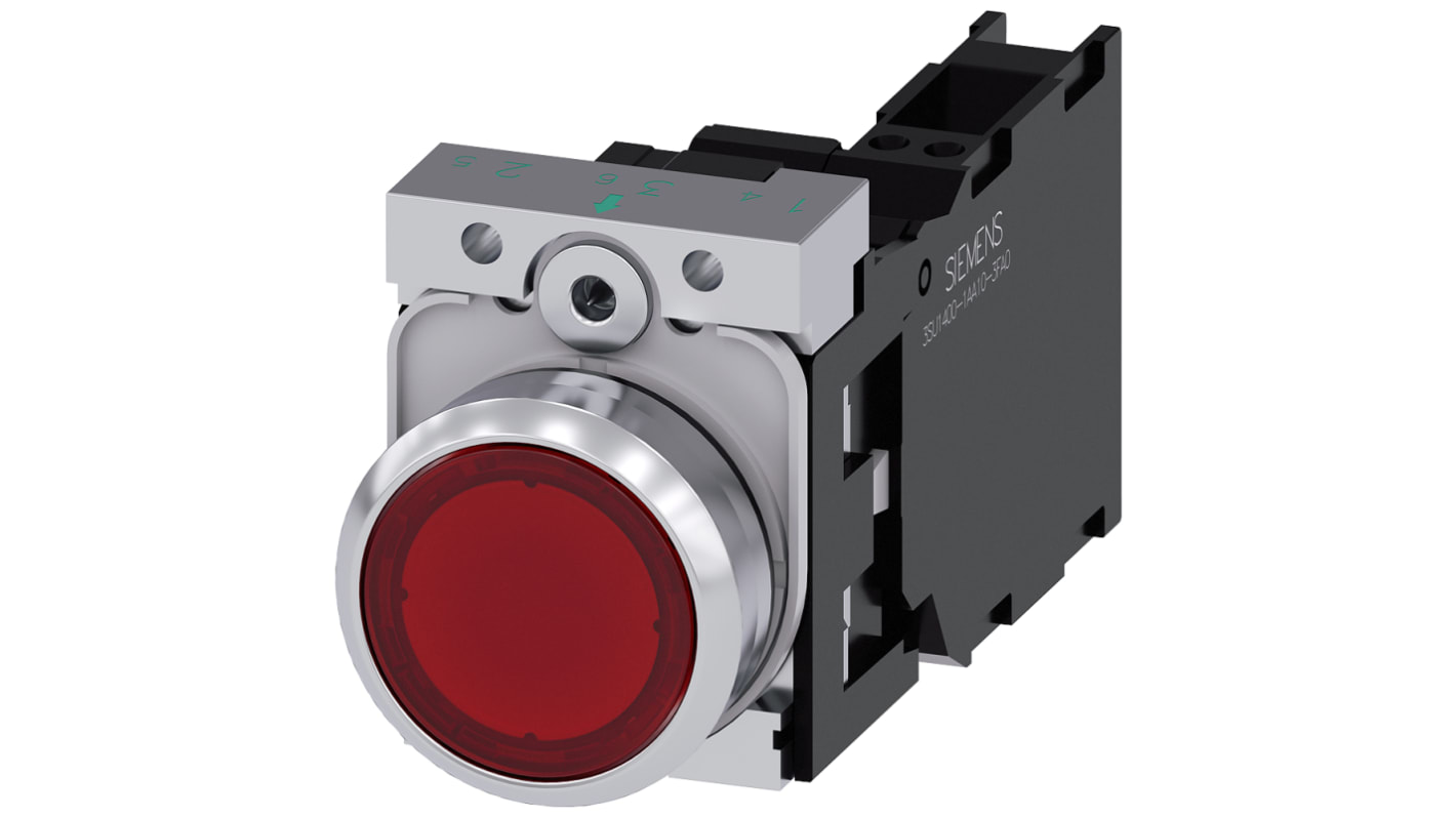 Siemens SIRIUS ACT Series Illuminated Push Button Complete Unit, 22mm Cutout, SPST, IP66, IP67, IP69(IP69K)