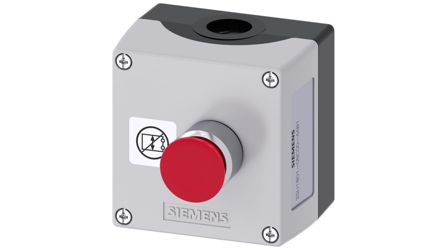 Siemens Latching Control Station Switch, Plastic, Red, IP66, IP67, IP69