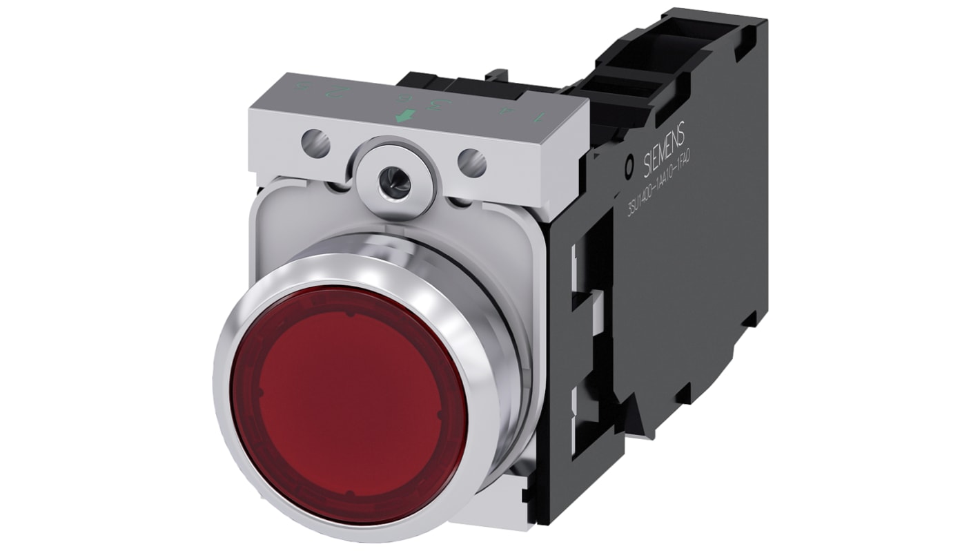 Siemens SIRIUS ACT Series Illuminated Push Button Complete Unit, 22mm Cutout, SPST, IP66, IP67, IP69(IP69K)