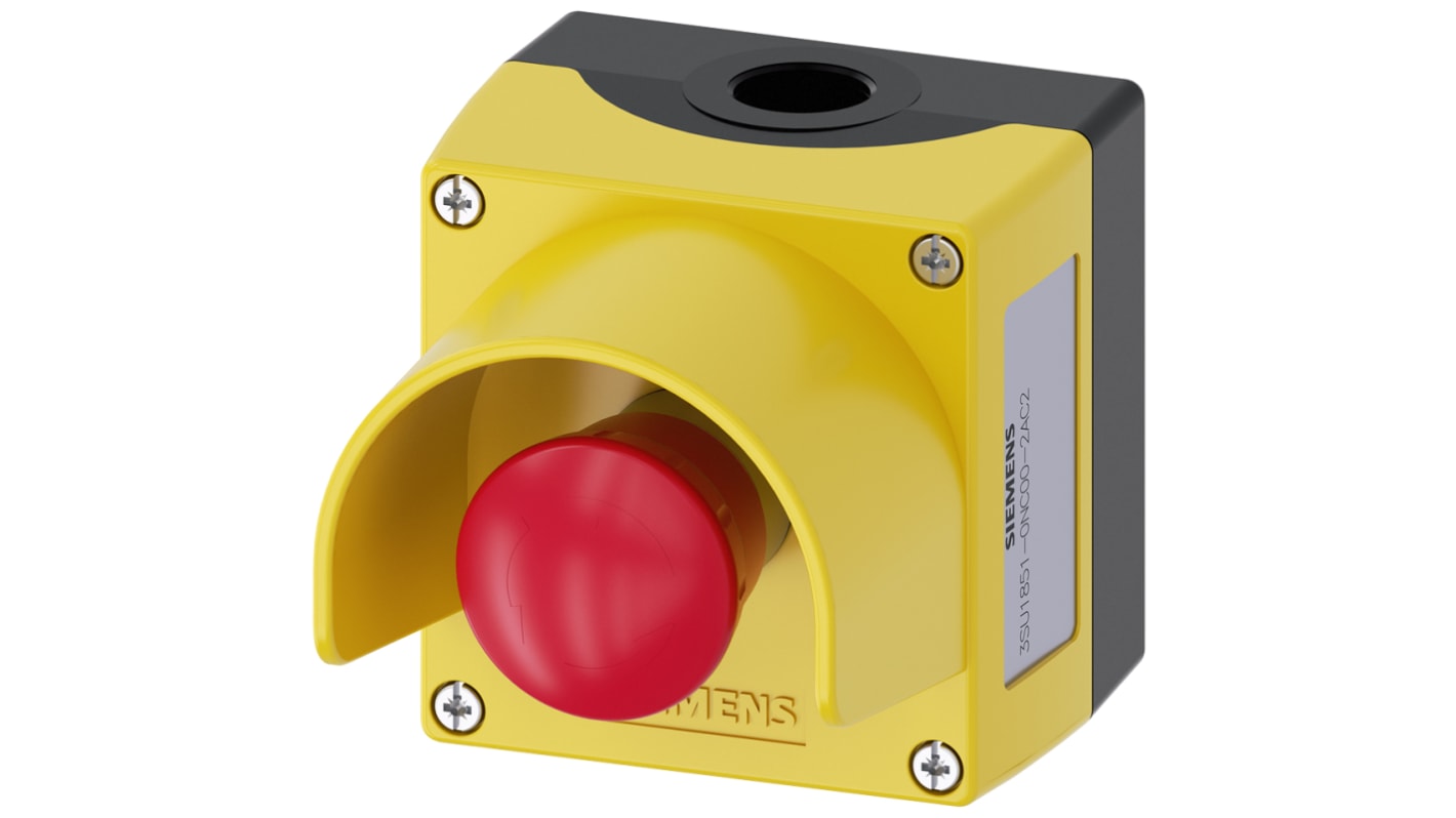 Siemens 3SU1 Series Twist Release Emergency Stop Push Button, Surface Mount, SPDT, IP66, IP67, IP69