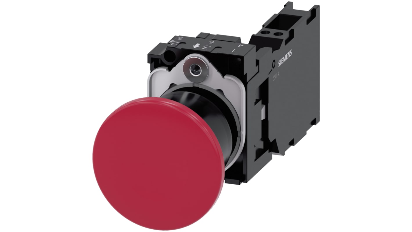 Siemens SIRIUS ACT Series Push Button Complete Unit, 22mm Cutout, SPST, IP66, IP67, IP69(IP69K)