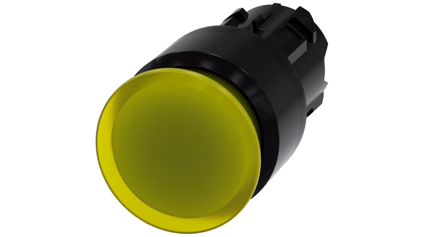 Cabezal de pulsador Siemens serie SIRIUS ACT, Ø 22mm, de color Amarillo, Enclavamiento, IP66, IP67, IP69K