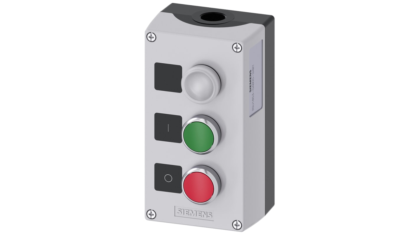 Interruptor de estación de control Siemens Roscado 10A IP66, IP67, IP69 SIRIUS ACT Verde, rojo, blanco