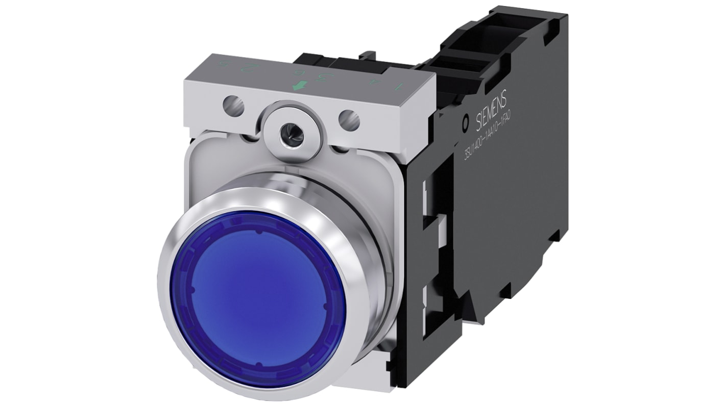 Siemens SIRIUS ACT Series Illuminated Push Button Complete Unit, 22mm Cutout, SPST, IP66, IP67, IP69(IP69K)