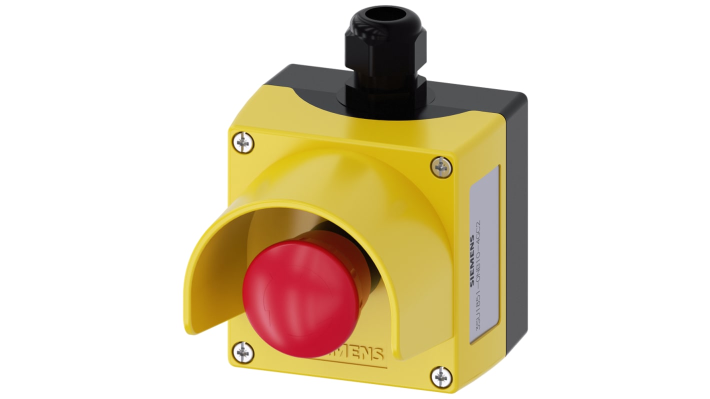 Siemens 3SU1 Series Twist Release Emergency Stop Push Button, Surface Mount, SPDT, IP66, IP67, IP69