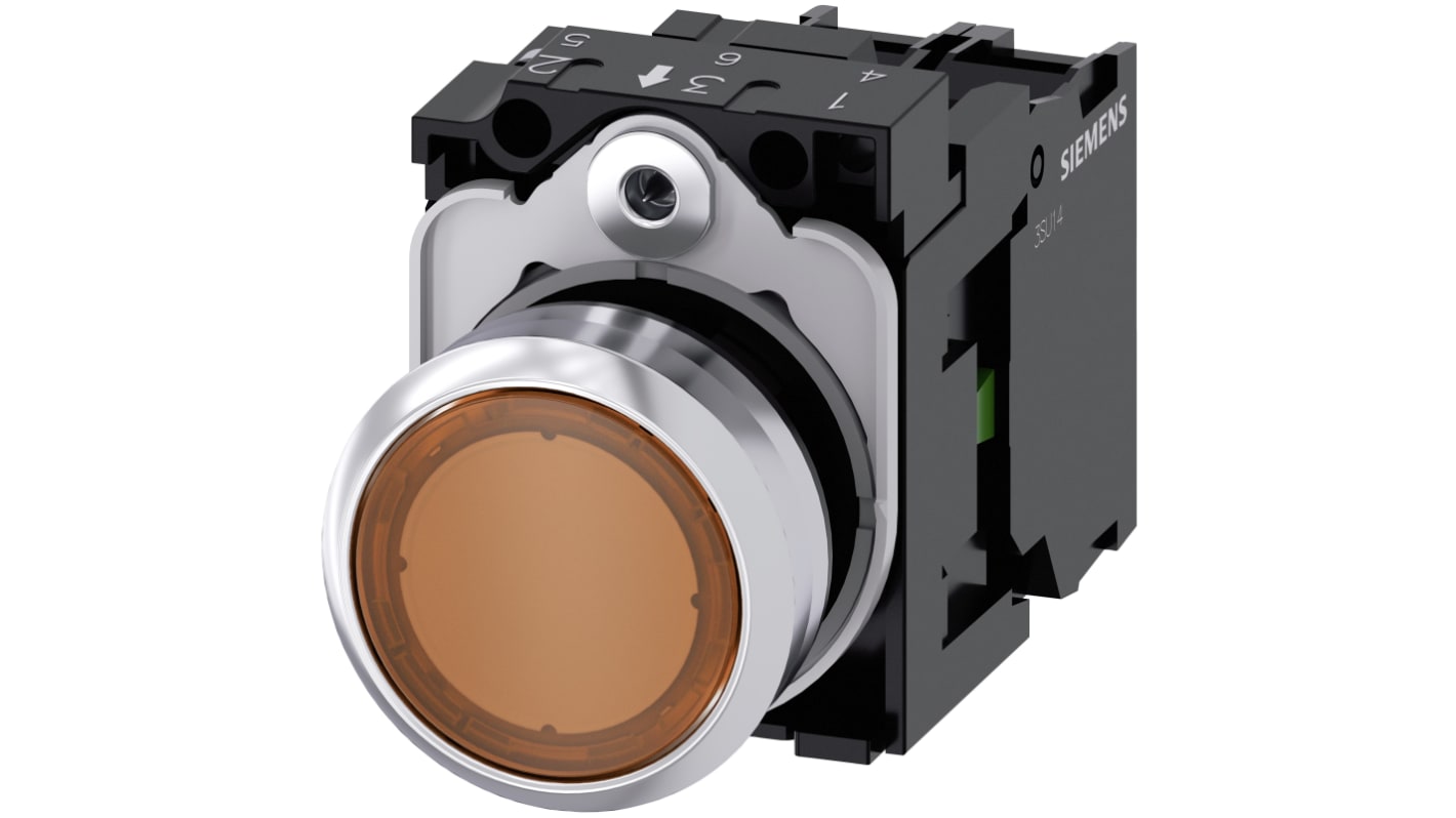 Siemens SIRIUS ACT Series Illuminated Push Button Complete Unit, 22mm Cutout, SPST, IP66, IP67, IP69(IP69K)