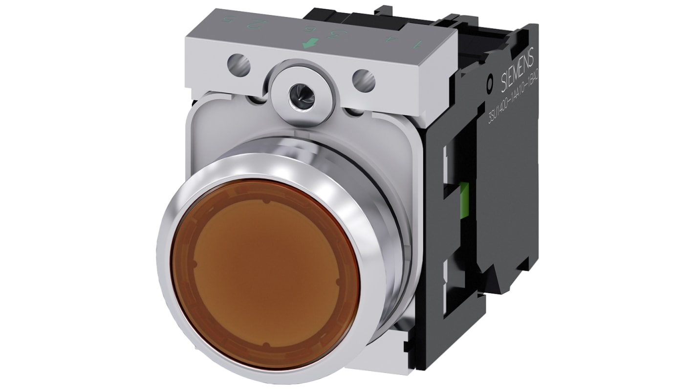 Siemens SIRIUS ACT Series Illuminated Push Button Complete Unit, 22mm Cutout, SPST, IP66, IP67, IP69(IP69K)