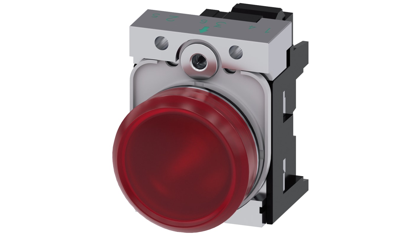 Indicateur LED Siemens Rouge 110V c.a., Ø découpe 22mm, Montage panneau