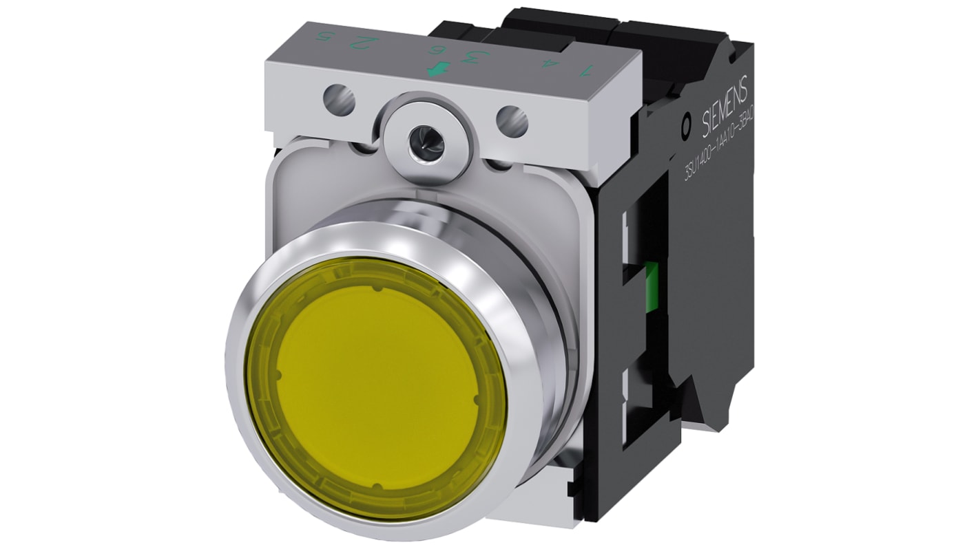 Siemens SIRIUS ACT Series Illuminated Push Button Complete Unit, 22mm Cutout, SPST, IP66, IP67, IP69(IP69K)