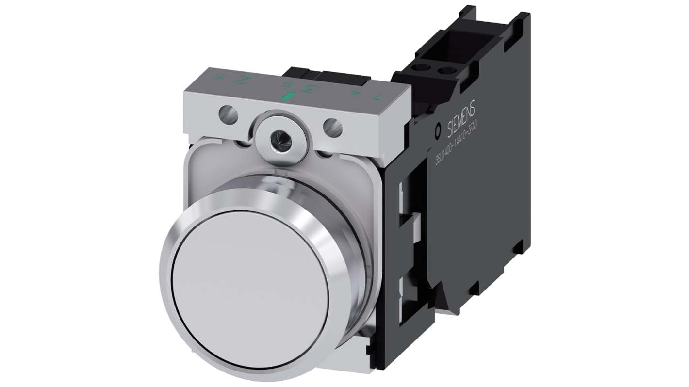 Siemens SIRIUS ACT Series Push Button Complete Unit, 22mm Cutout, SPST, IP66, IP67, IP69(IP69K)