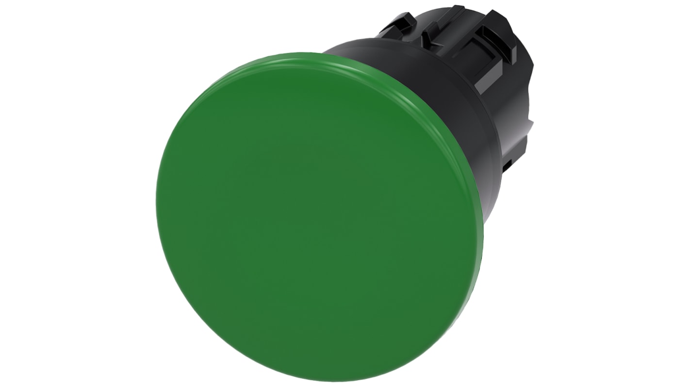 Tête de bouton poussoir Siemens, SIRIUS ACT Vert, Ø découpe 22mm, Accrochage