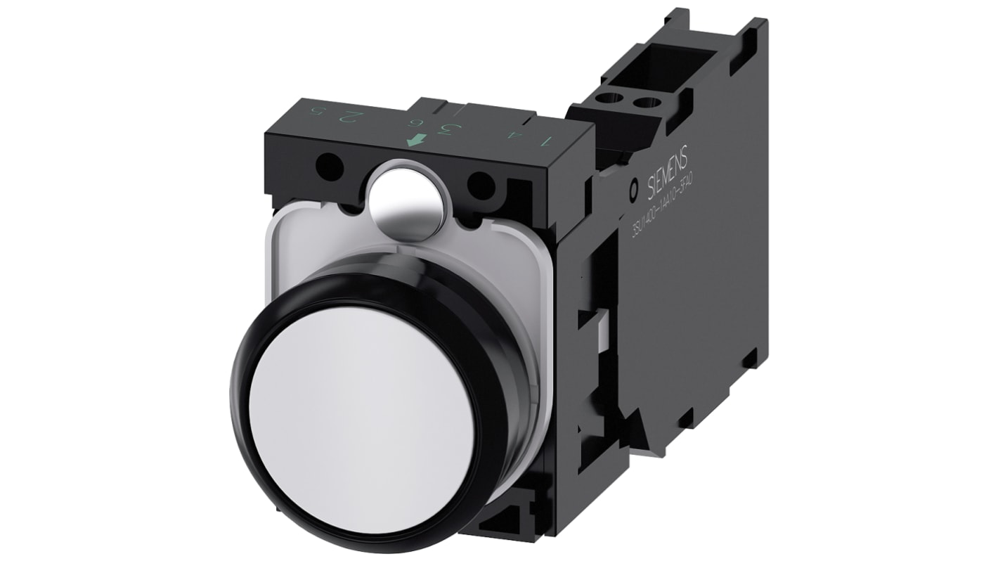 Siemens SIRIUS ACT Series Push Button Complete Unit, 22mm Cutout, SPST, IP66, IP67, IP69(IP69K)