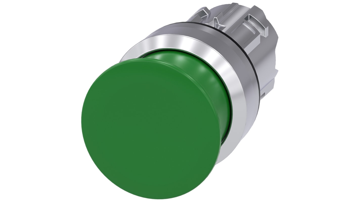 Tête de bouton poussoir Siemens, SIRIUS ACT Vert, Ø découpe 22mm, Momentané