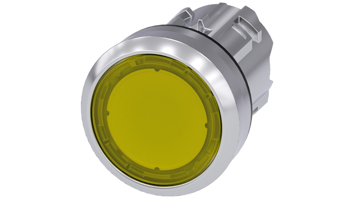 Siemens SIRIUS ACT Series Yellow Latching Push Button Head, 22mm Cutout, IP66, IP67, IP69K