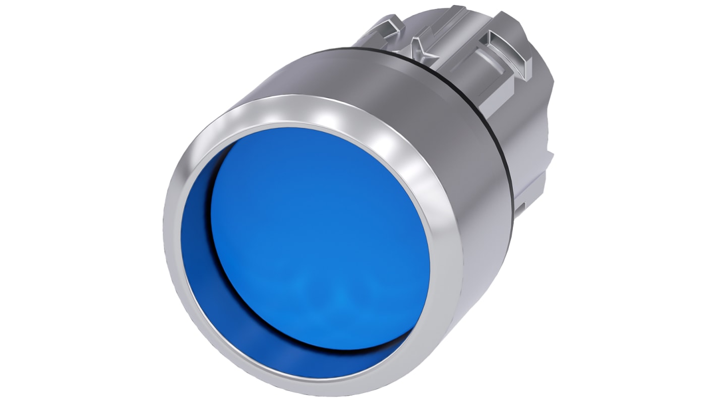 Cabezal de pulsador Siemens serie SIRIUS ACT, Ø 22mm, de color Azul, Momentáneo, IP66, IP67, IP69K