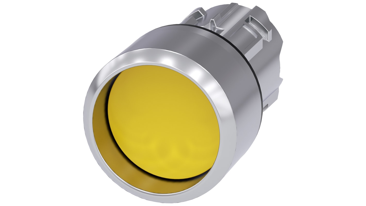 Tête de bouton poussoir Siemens, SIRIUS ACT Jaune, Ø découpe 22mm, Momentané