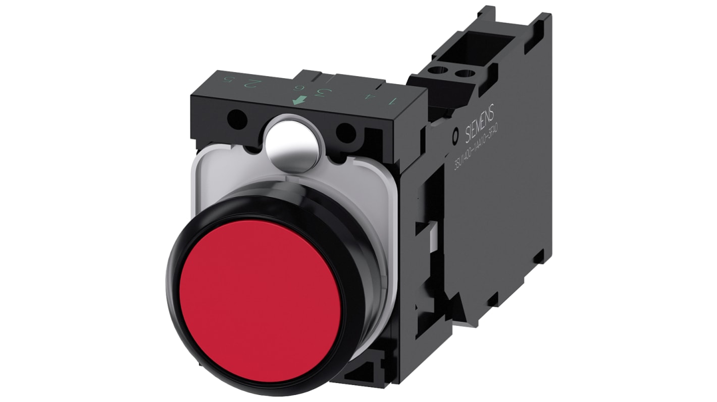 Siemens SIRIUS ACT Series Push Button Complete Unit, 22mm Cutout, SPST, IP66, IP67, IP69(IP69K)