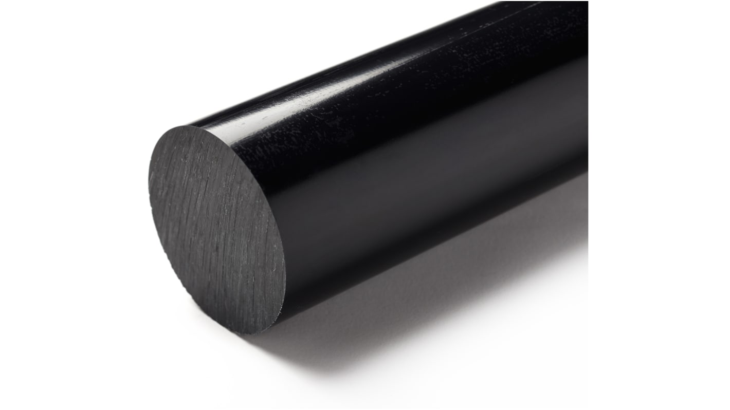 RS PRO Black Nylon Rod, 500mm x 75mm Diameter