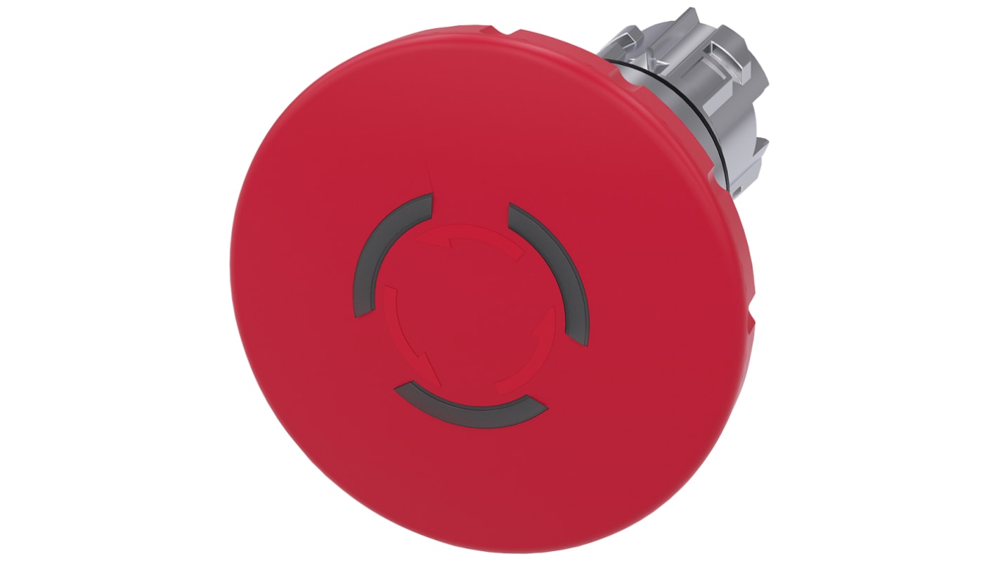 Siemens 3SU1 Series Twist Release Illuminated Emergency Stop Push Button, Panel Mount, 22mm Cutout, IP66, IP67, IP69