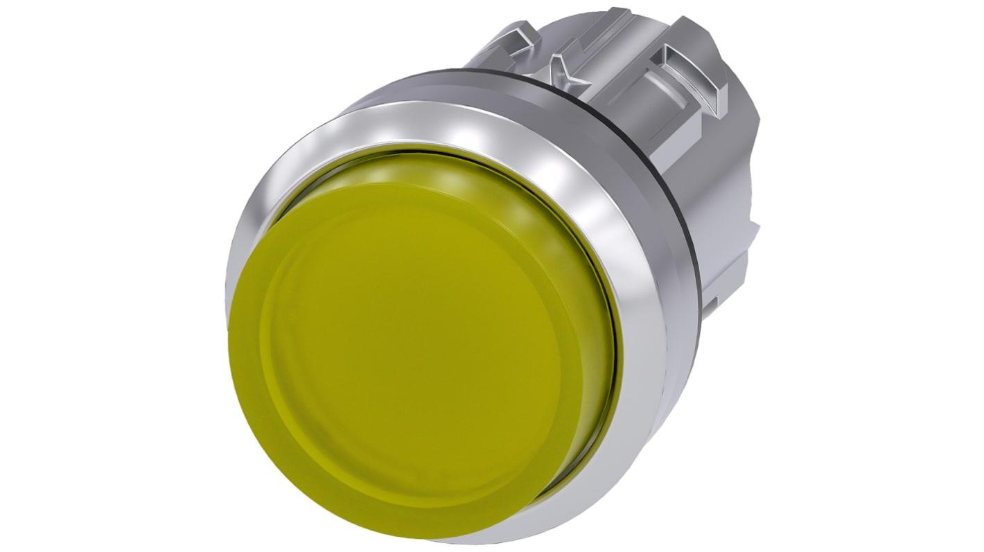 Cabezal de pulsador Siemens serie SIRIUS ACT, Ø 22mm, de color Amarillo, Momentáneo, IP66, IP67, IP69K