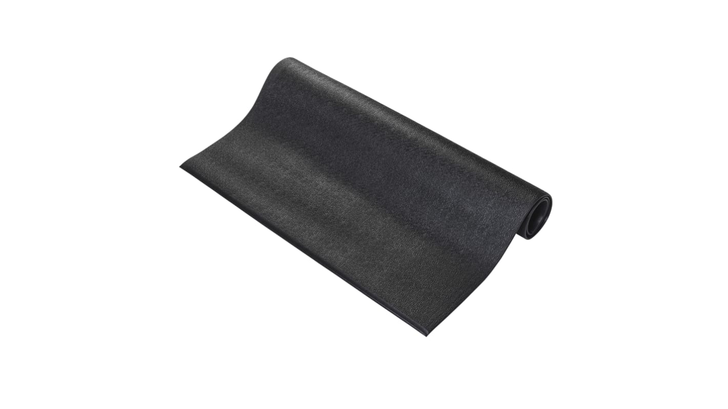 Nem Fáradtság elleni szőnyeg Fekete PVC hab Tömör Száraz, 18.3m Nem x 0.9m Görgő Orthomat x 9.5mm