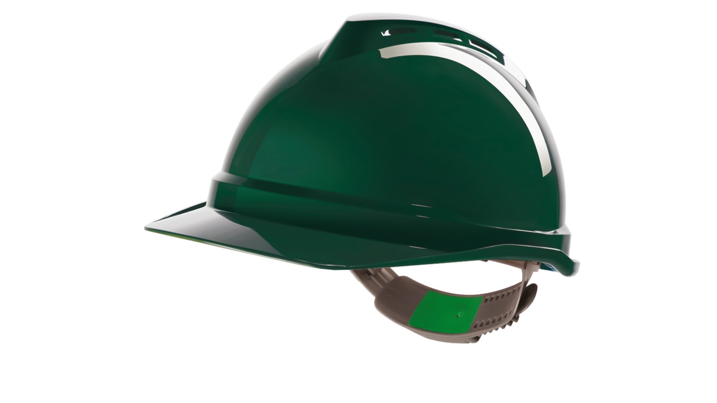 Casco de seguridad MSA Safety V-Gard 500 de color Verde, ajustable , ventilado