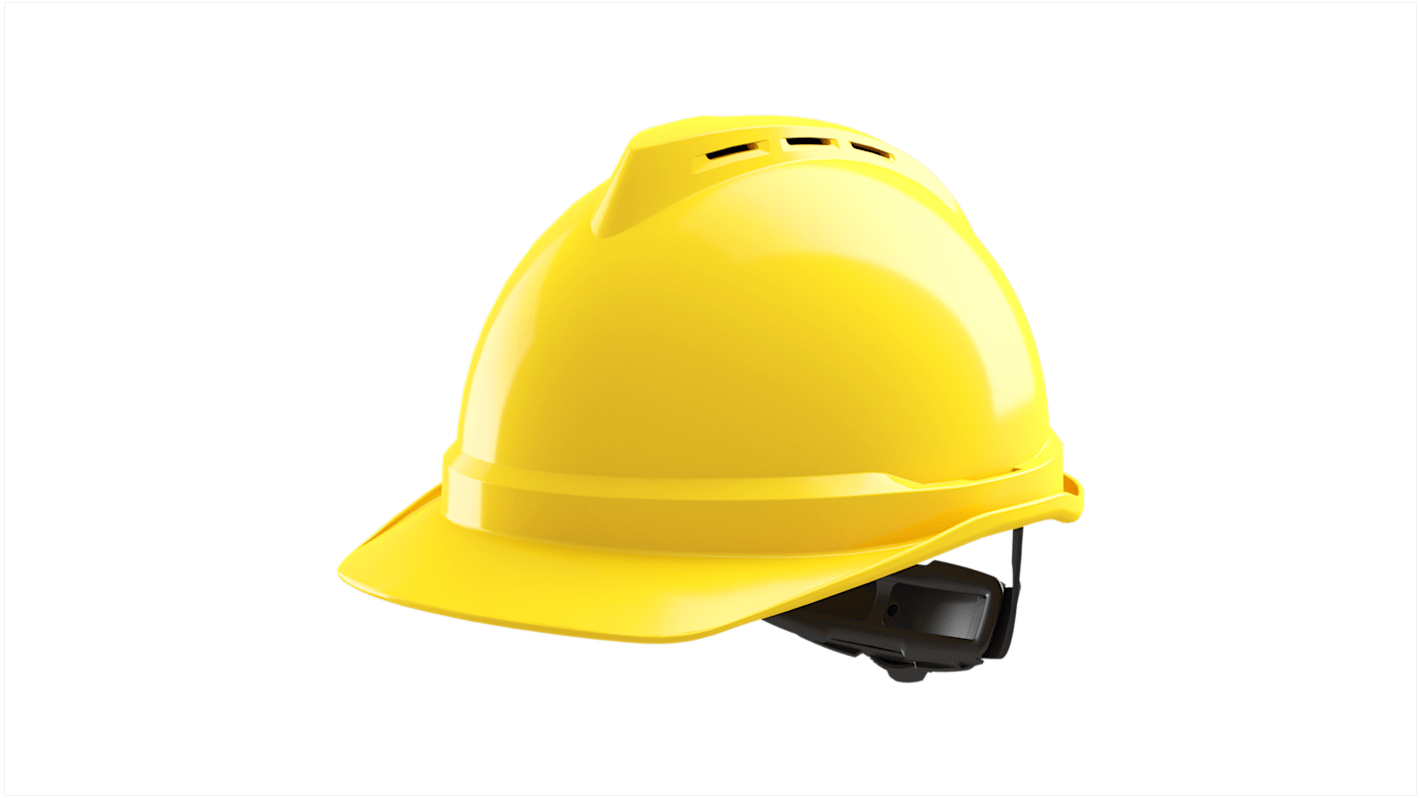 Casco de seguridad MSA Safety V-Gard 500 de color Amarillo, ajustable , ventilado