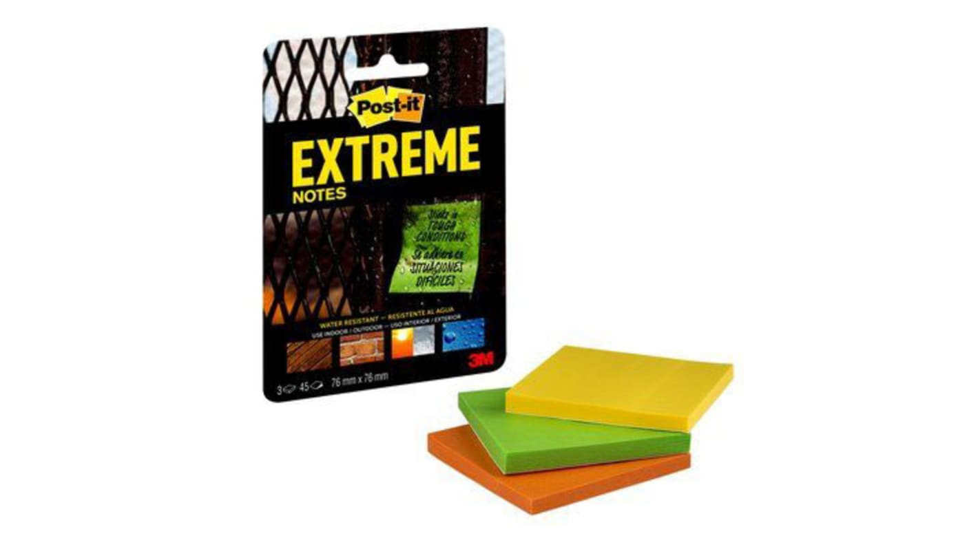 Post-It 3M Post-it Extreme Haftnotiz, 3 Blatt, Gemischt 76mm 76mm