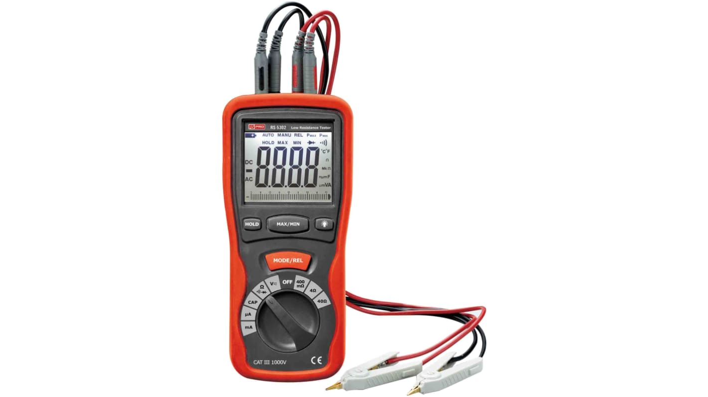 RS PRO DT-5302 Hand LCD Digital-Multimeter, CAT III 1000V ac / 400mA ac, 40Ω, DKD/DAkkS-kalibriert