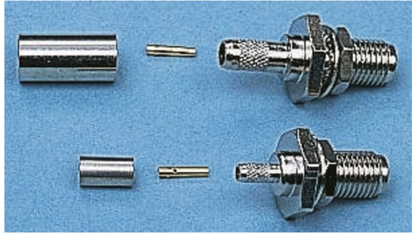 Conector coaxial Telegartner J01151A0019, Hembra, Recto, Impedancia 50Ω, Montaje en Panel, Terminación de Crimpado, Sí,