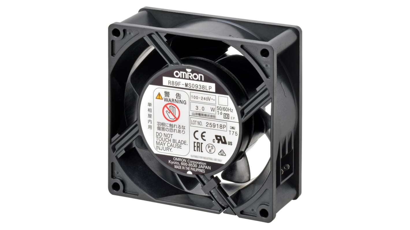 Ventilateur axial R89F Omron 100 → 240 V c.a., 1.18m³/min., 92 x 92 x 38mm, 3W