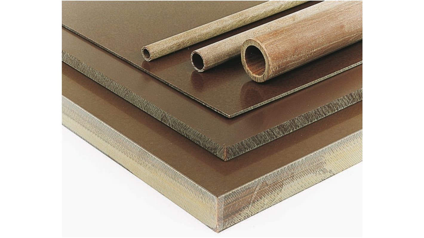 Tufnol® Brown Plastic Sheet, 590mm x 285mm x 20mm, Phenolic Resin, Kraft Paper