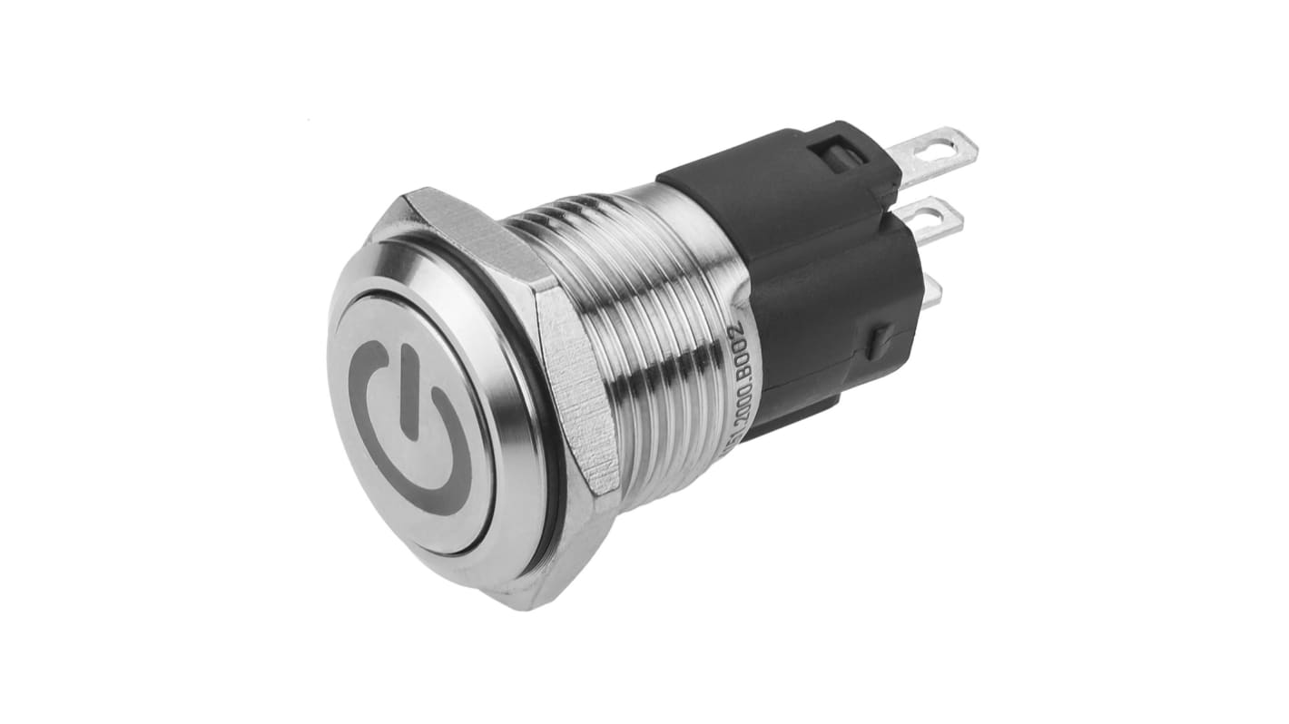 Interruptor de Botón Pulsador EAO 82, SPDT, Enclavamiento, 3 A, 240V, Montaje en Panel, IP65, IP67, , Símbolo en espera