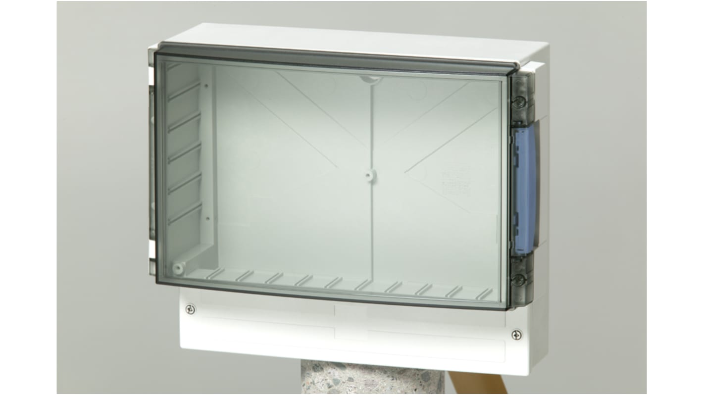 Fibox Grey ABS Enclosure, IP65, IK07, Smoked Grey Lid, 320 x 260 x 129mm