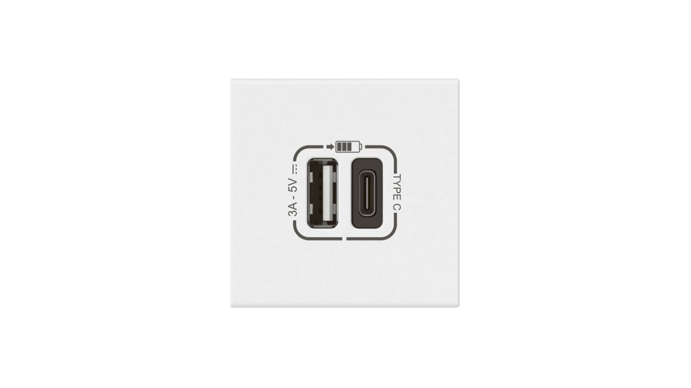 Legrand White 2 Gang USB Socket, 2 Poles, 3A, Indoor Use