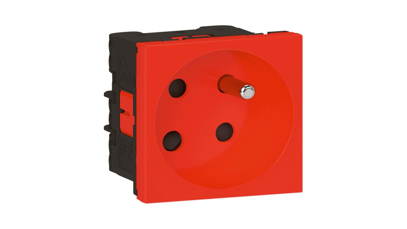 077176L Legrand Red 1 Gang Plug Socket, 16A, Indoor Use RS