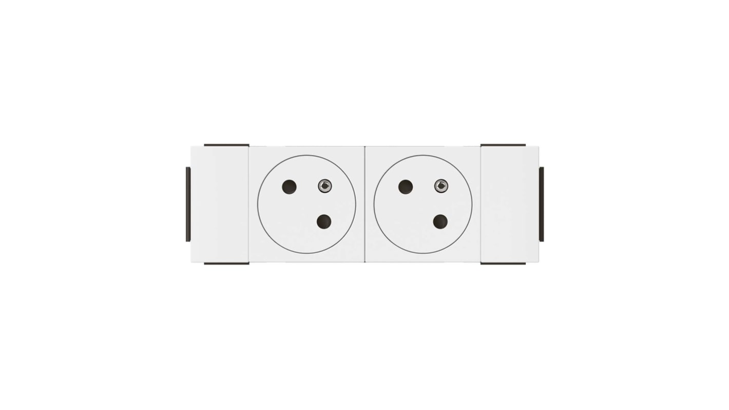 077102L Legrand White 2 Gang Plug Socket, 16A, Type F German Schuko