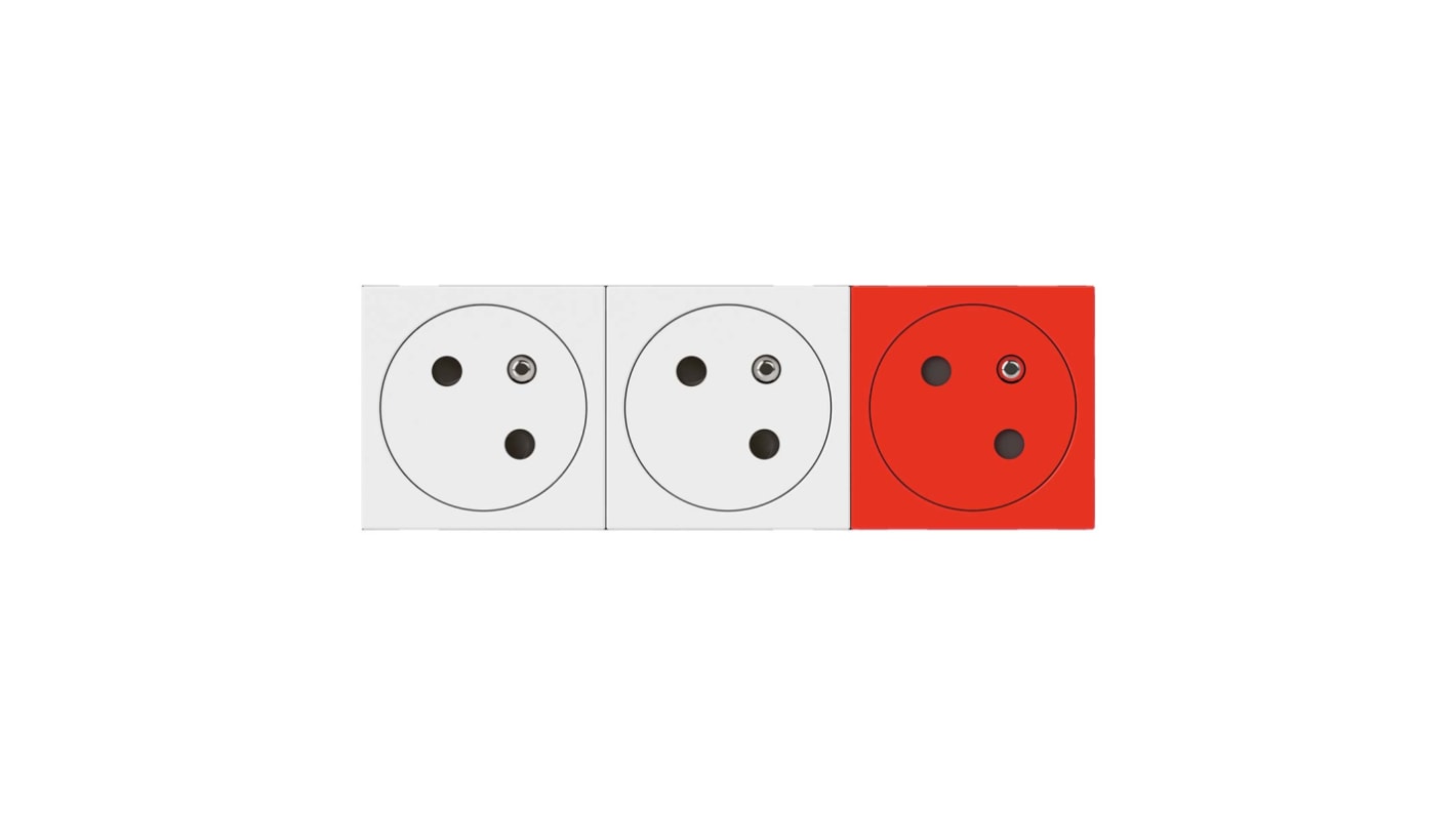 Legrand Red, White 3 Gang Plug Socket, 16A, Indoor Use