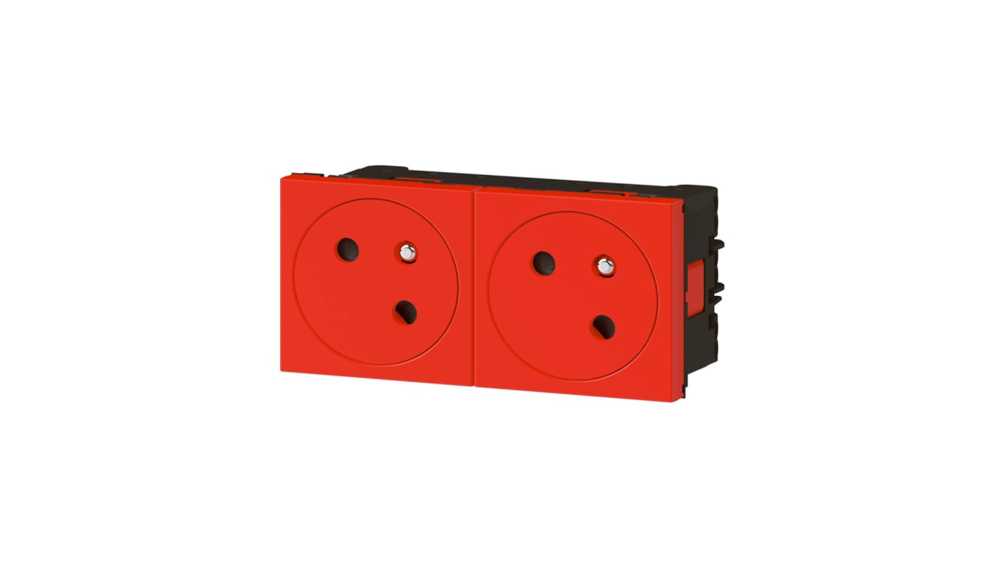 Toma eléctrica Legrand, Rojo, 2 Módulos, Plástico, sin interruptor Interior, 16A, IP40 250 V