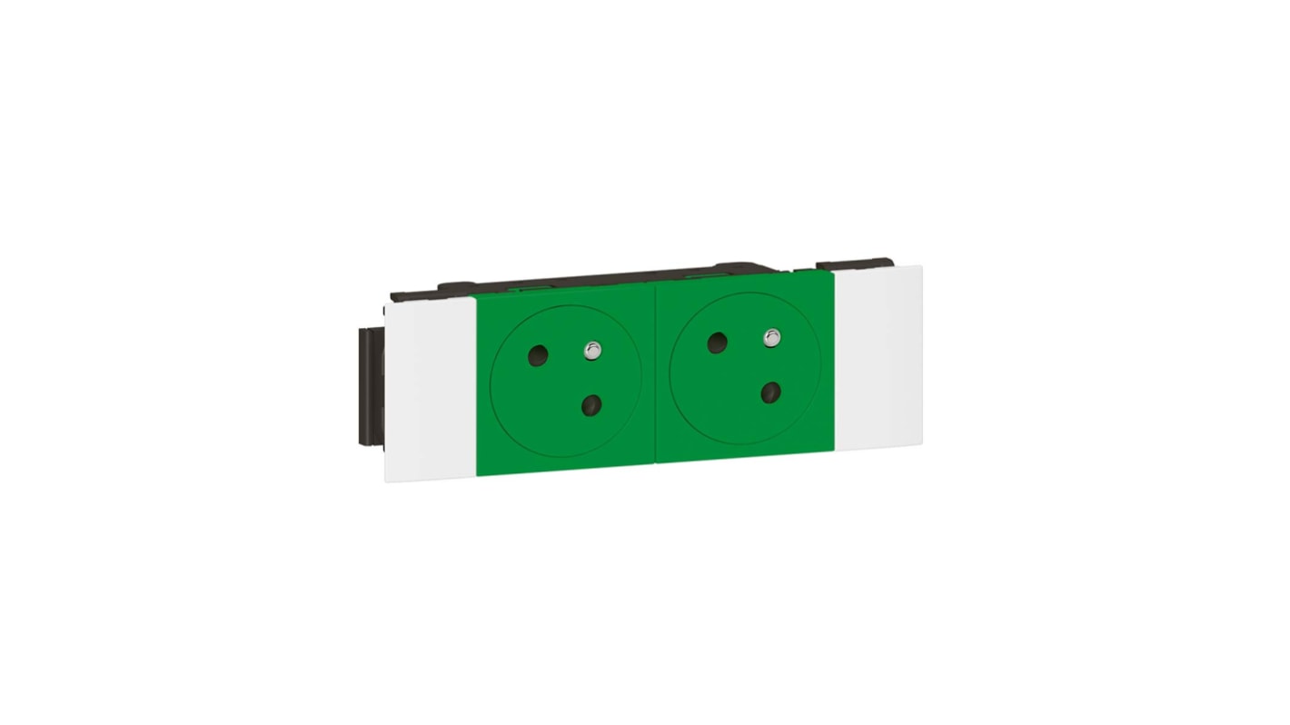 Legrand Green 2 Gang Plug Socket, 16A, Indoor Use