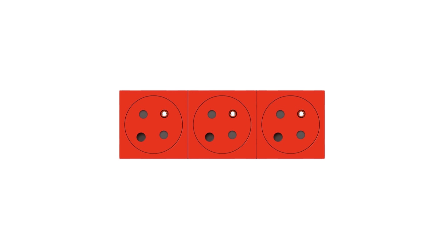 Legrand Red 3 Gang Plug Socket, 16A, Indoor Use