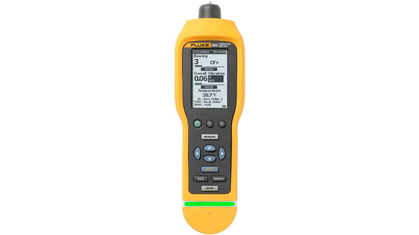 Fluke 805 FC + 805 ES rezgésmérő (Gyorsulás, elmozdulás, sebesség), LCD kijelző